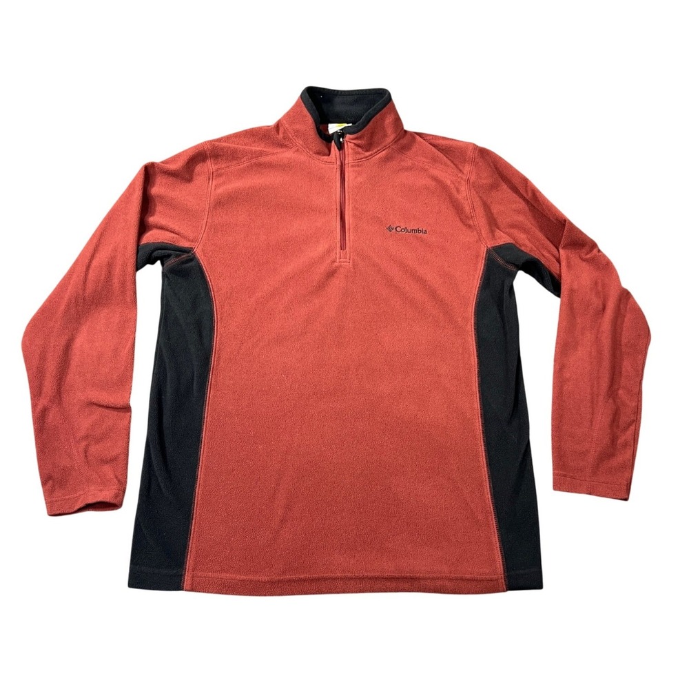Columbia Men's Medium Klamath Range II Half Zip‎ Fleece Pullover Red Black